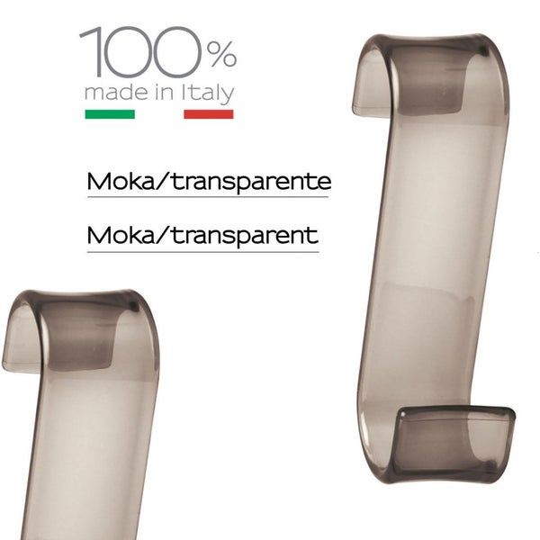 Transparenter S-Haken für Badheizkörper in Moka, 100 Prozent hergestellt in Italien.