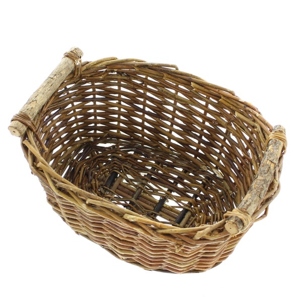 FRANK FLECHTWAREN | Füllkorb Holzgriff, groß, WEIDE, 36 x 27 x 17 cm