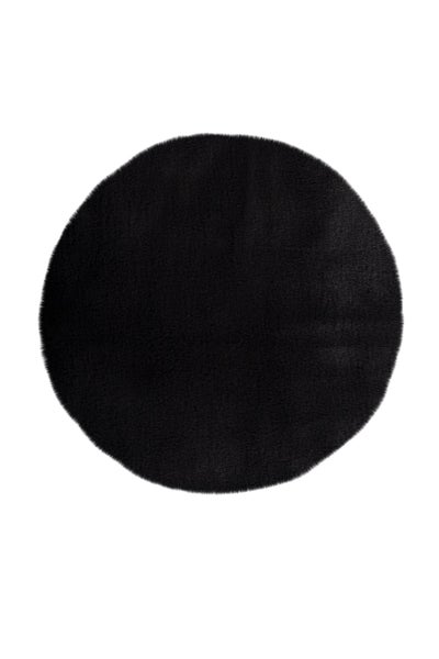Hochflor Teppich Samira Dunkelgrau Uni Ø 100 cm