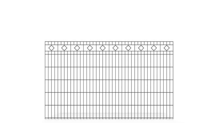 Doppelstabmatte 6/5/6 mit Raute ZAUNGURU BASIC-Linie, Schmuckzaun, Höhe: 123cm, Breite: 200,5cm, Doppelstabmattenzaun verzinkt und zusätzlich in RAL 7016 Anthrazitgrau pulverbeschichtet