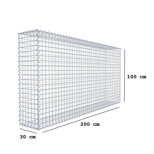 Gabione 200 cm x 100 cm x 30 cm (L x H x T), Maschenweite 5 cm x 5 cm, Spirale