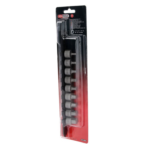 KS TOOLS 3/8 Bit-Stecknuss-Satz Innensechskant kurz 9tlg. 4-14 mm - 917.4000