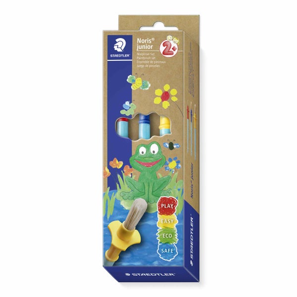 STAEDTLER Kinder-Pinselset Noris junior 989 40, Set mit 3 Pinseln: S, M und L