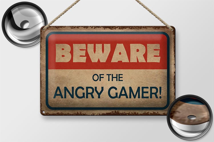 Blechschild Hinweis 30x20cm beware of the angry gamer