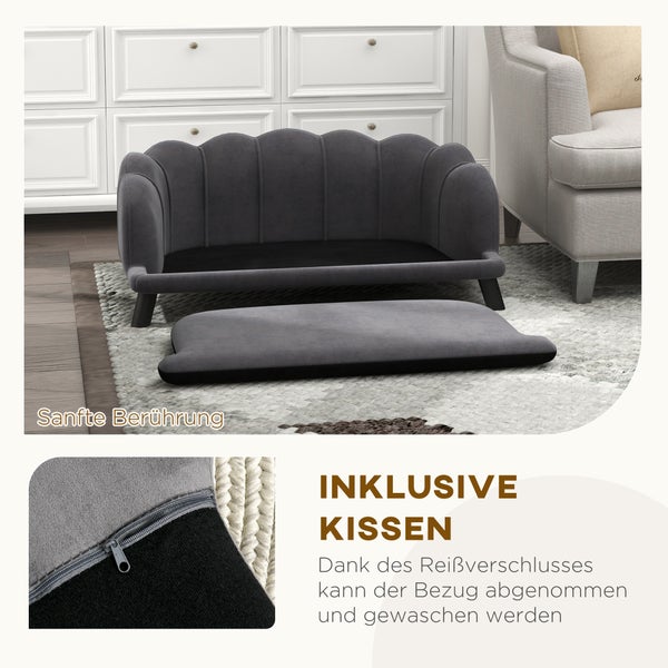 PawHut Hundesofa, 98,5B x 60,5T x 35,5H cm, Polyester, Schaumstoff, Dunkelgrau