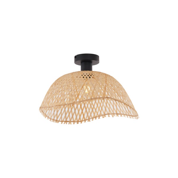 Art-Deco-Deckenleuchte Schwarz mit Naturbambus 40cm - Alka