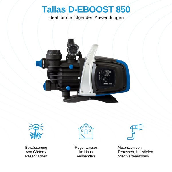 Tallas D-EBOOST 850 Hauswasserwerk zur Gartenbewässerung und Regenwassernutzung