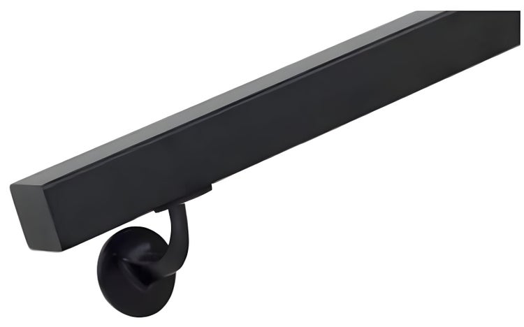 Treppengeländer aus Hartholz 40 x 40 mm. 1x schwarz grundiert. 270 cm