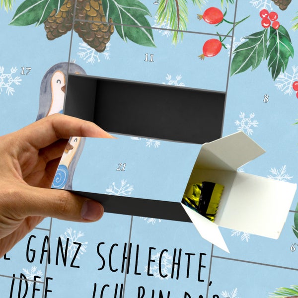 Mr. & Mrs. Panda Befüllbarer Adventskalender Pinguin Lolli - Blau Pastell