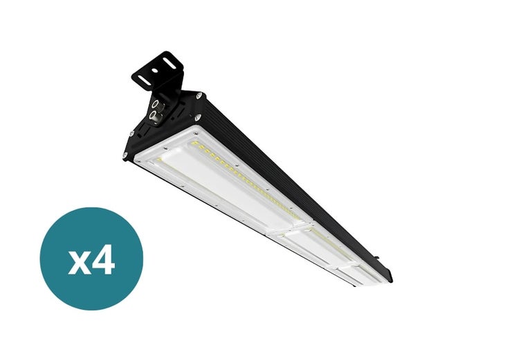 LUXULA 4er-Set LED Hallenleuchte 150W Highbay mit 18000lm IP65 IK08 Linearer Hallenstrahler 5000K Neutraleiß