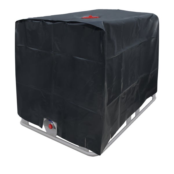 ECD Germany IBC Tank Abdeckung, Abdeckplane für Wassertank 1000L, 120x100x116 cm, Schwarz, aus HDPE, Anti-UV Schutzhülle, Schutzplane Schutzhaube Regenwassertank Behälter Regentonne Container Cover