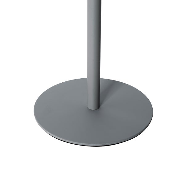Runder Standfuß aus Metall mit senkrechtem Rohr in Grau