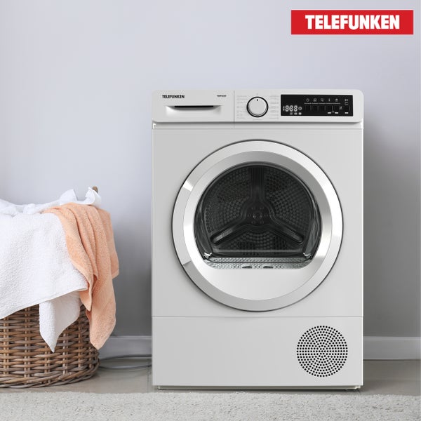 Telefunken Wärmepumpentrockner für 8 kg Wäsche Trockner Frontlader Wäschetrockner mit Knitterschutz leise TWP8CW