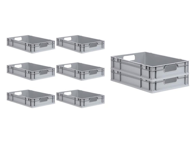 PROREGAL Spar Set 8x Eurobox Nextgen Economy Griffe Offen HxBxT 12 x 40 x 60 cm 23 Liter Eurobehälter Transportbox Transportbehälter
