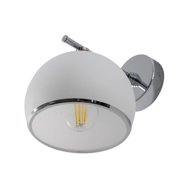 Wandleuchte mit weißem Schirm und Metalleinfassung