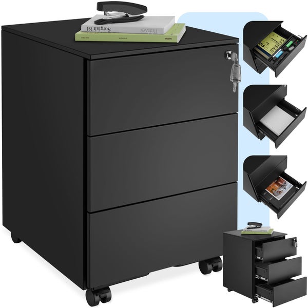 Aktenrollschrank tectake Magna 39 x 45 x 55 cm aus pulverbeschichtetem Stahl schwarz