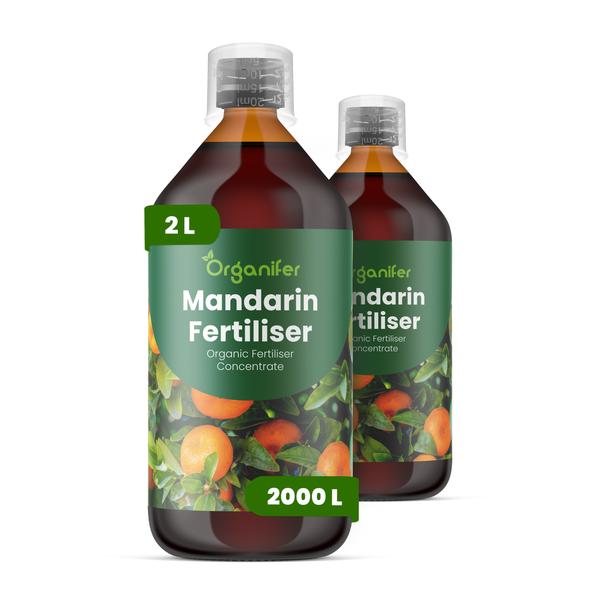 Organifer Mandarinen-Dünger, organisches Düngerkonzentrat, 2 Liter für 2000 Liter Gießwasser.