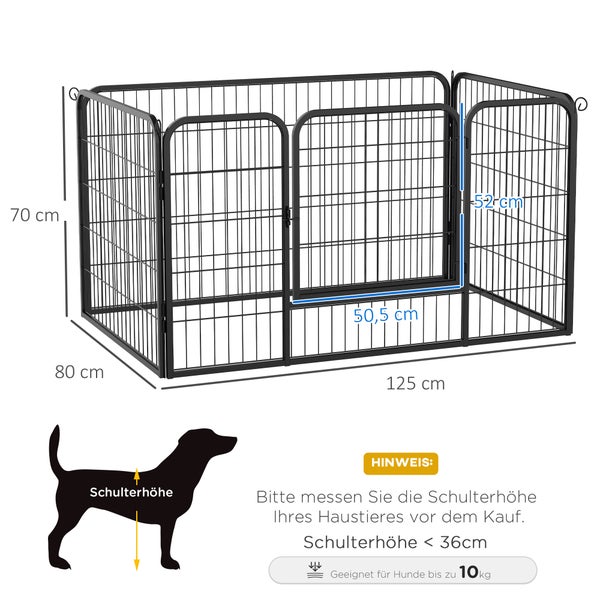 PawHut Welpenauslauf, 129B x 84T x 70H cm, Stahldraht, Schwarz