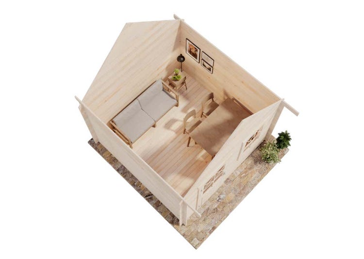 Alpholz Schwedenhaus-28 Gartenhaus aus Holz Holzhaus mit 28 mm Wandstärke, Blockbohlenhaus mit Montagematerial imprägniert 3,3x3,3m