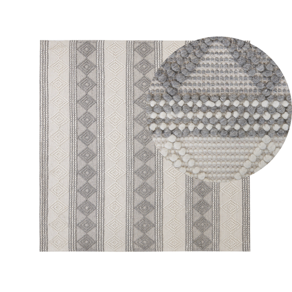 Teppich BOZOVA Hellbeige 200 x 200 cm Wolle