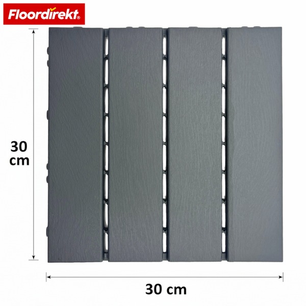 Terrassenfliese aus Kunststoff, 30 mal 30 Zentimeter