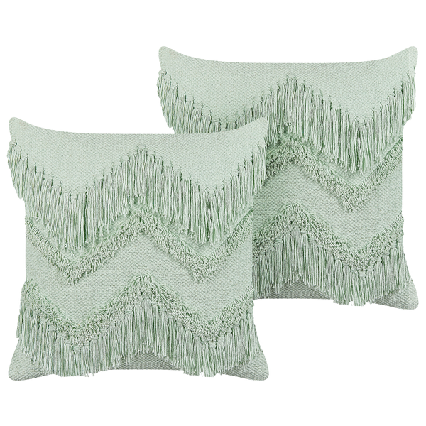 Dekokissen 2er Set BACOPA Baumwolle 45 x 45 cm Grün ZickZack-Muster