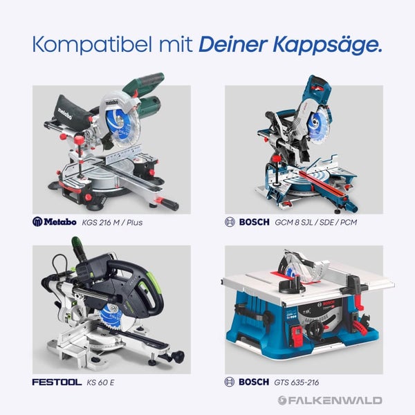 FALKENWALD® Sägeblatt 216x30 Stahl 50 Zähne - Kreissägeblatt 216x30 Stahl - Kompatibel mit Metabo KGS 216 M, Bosch GCM 8 SDE, PCM 8S Kappsäge - HM Kreissägeblatt 216 x 30 mm