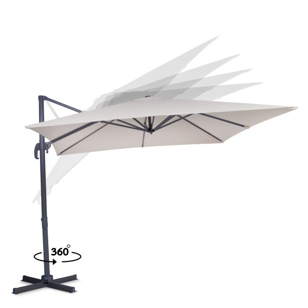 VONROC Sonnenschirm Pisogne 300x300cm - Freischwingender Sonnenschirm | Beige