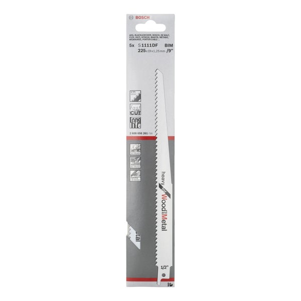 Bosch 5x Säbelsägeblatt S 1111 DF Heavy for Wood and Metal - 2608656261