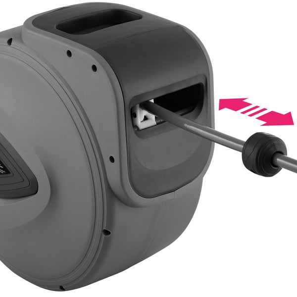Druckluftschlauch mit Trommel tectake  inklusive Montagematerial mit ¼ Zoll Schnellkupplung grau
