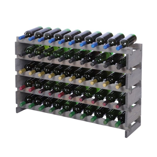 Weinregal VINOTECA FLEX PRO HxBxT 65x103x28cm 50 Flaschen auf 5 Ebene Massives Kiefernholz Grau
