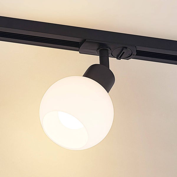 Lindby Stromschienenleuchte Linaro (Modern) in Schwarz aus Glas (1 flammig, E14) - 1-Phasen Stromschiene Stromschienenstrahler Flurleuchte