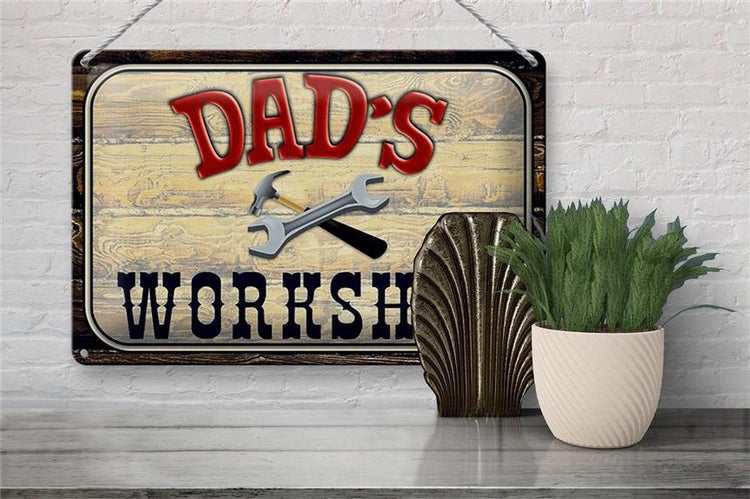 Blechschild Hinweis 30x20cm Dad´s Workshop Werkzeug