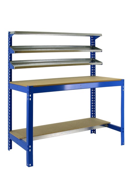 PROREGAL Werkbank Buffalo mit Frontablage HxBxT 84 x 90 x 61 cm Traglast 400 kg Blau