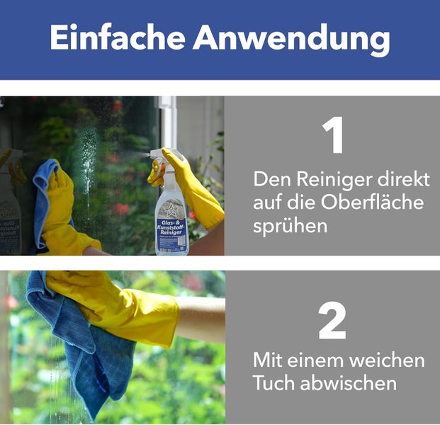 Ricostar 2in1 Glas- & Kunststoffreiniger 500 ml – Scheibenreiniger für streifenlosen Glanz & Sauberkeit – Glasreiniger für Fenster, Spiegel, Autoscheiben & Kunststoffflächen – Effektiv gegen Schmutz