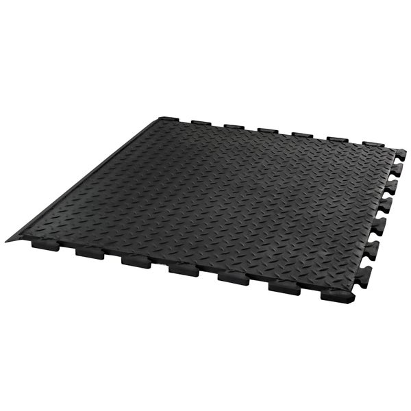 PROREGAL Anti-Ermüdungs-Gummifliese Kantenstück | BxL 80x70cm | Stärke 1,2cm | Schwarz | Anti-Rutsch, Matte, Bodenschutz