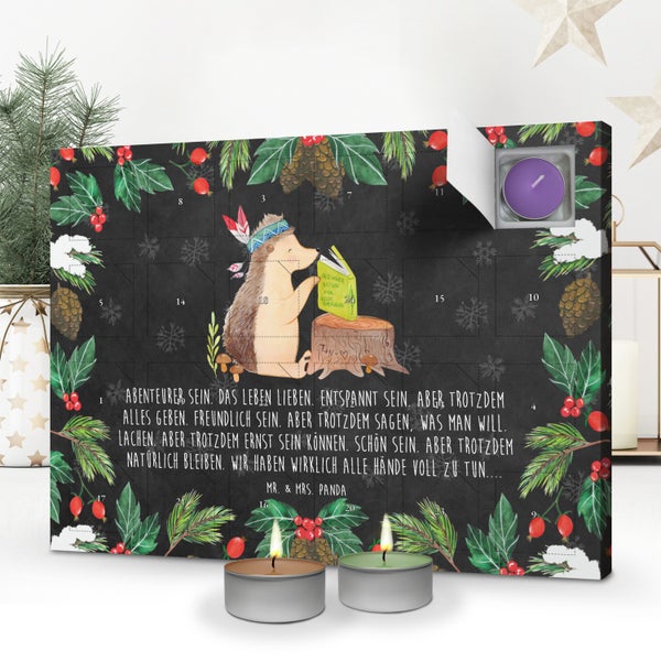 Mr. & Mrs. Panda Duftkerzen Adventskalender Igel Federschmuck - Schwarz