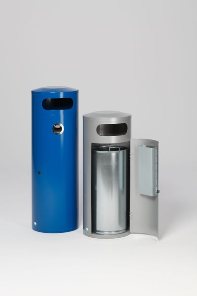 PROREGAL Kombiascher Mit Einflügeltür Ascher Innen 70 Liter HxBxT 104,5 x 42 x 42 cm Verzinkter Stahl Blau