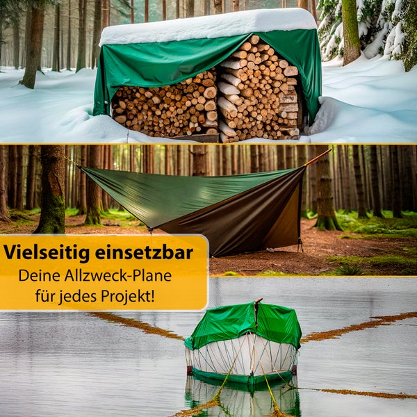 BigDean Abdeckplane wasserdicht 4x6m 150g/m² - Ultra reißfeste Gewebeplane mit verstärkten Ösen
