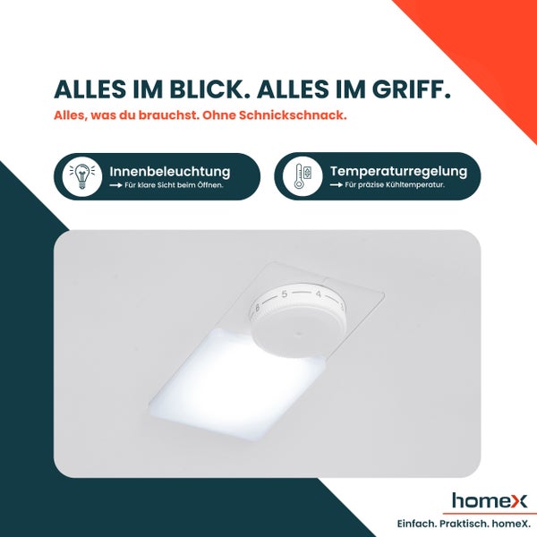 homeX Kühlschrank mit Gefrierfach Kühl-Gefrierkombination freistehend groß 315 Liter Super-Frost-Funktion schwarz