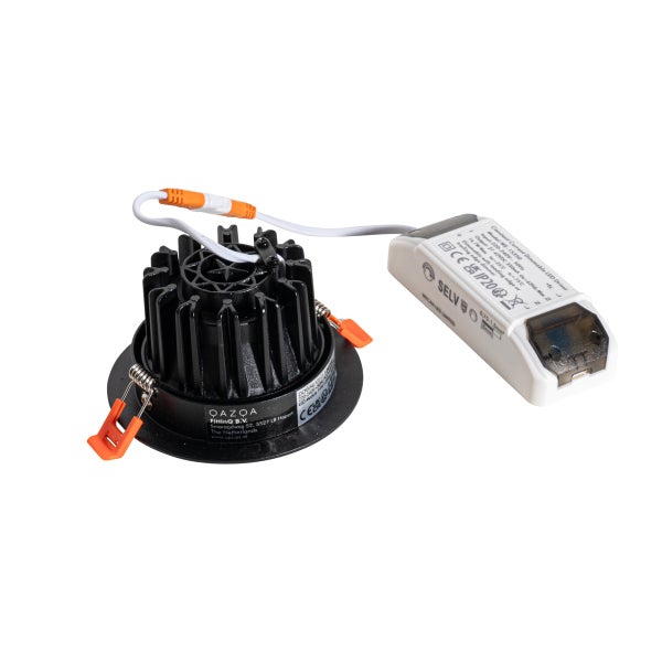 LED Einbaustrahler mit Kühlkörper, Montagefedern und externem dimmbarem LED Treiber.