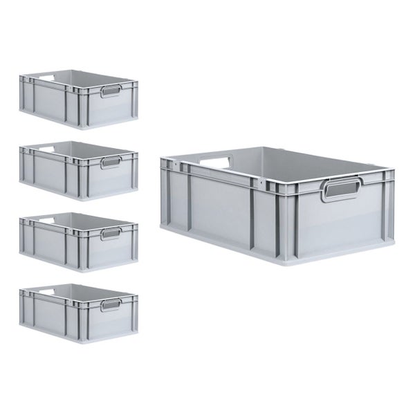 PROREGAL SuperSparSet 5x Eurobox NextGen Grip mit Scharnierdeckel und Gelben Schiebeschnappverschlüssen HxBxT 22 x 40 x 60 cm 44 Liter