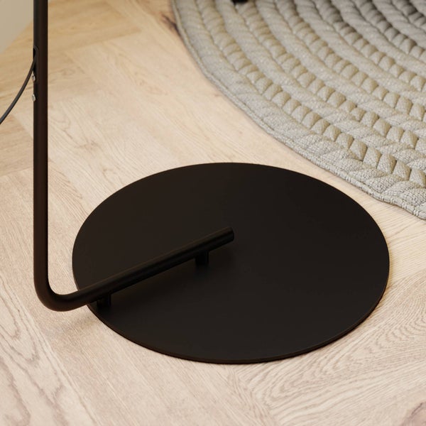 Lampenwelt Textil Stehlampe / Stehleuchte, Stoff Lampenschirm schwarz Standleuchte Leselampe Wohnzimmer E27 Fassung Fußschalter