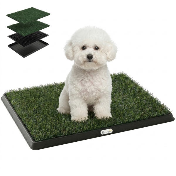Hundetoilette mit künstlichem Rasen und vierteiligem Schichtsystem für den Innenbereich von PawHut.