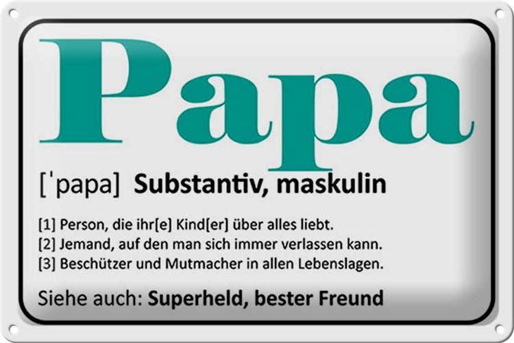 Blechschild Spruch 30x20cm Papa Superheld bester Freund