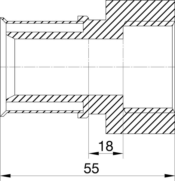 Technische Zeichnung eines Bauteils mit den Maßangaben 18 und 55.