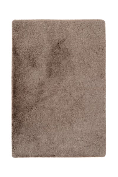 Kurzflor Teppich Enchantia Dunkelbeige 22 mm Uni 40 x 60 cm