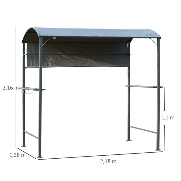 Outsunny Grillpavillon, 218 x 138 x 216 cm, Polyester, Schwarz