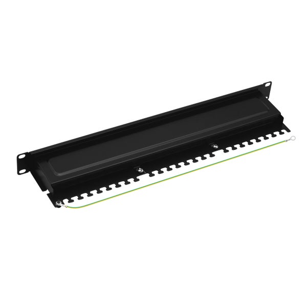 ProfiPatch Cat6a Patchpanel Patchfeld 19 Zoll 24 Port Verteilerfeld für Keystone Module RJ45 Rackeinbau geschirmt 1HE schwarz