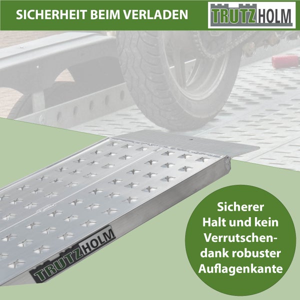 TRUTZHOLM 1 x Auffahrrampe 150 x 28 cm Traglast 270 kg Alu grau gelocht Verladerampe